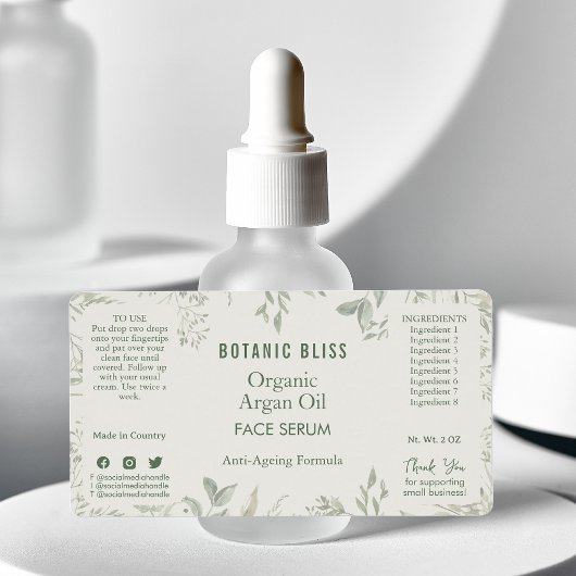 Rustic Botanical Salie Groene Cosmetische Product  Etiket