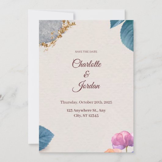 Rustic Botanical Save the Date Card (Voorkant)