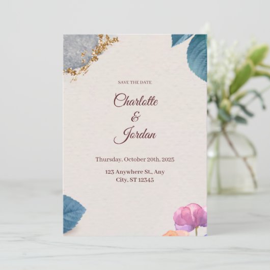 Rustic Botanical Save the Date Card (Staand voorkant)