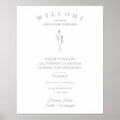 Rustic Botanical Simple Wedding Unplugged Ceremony Poster (Voorkant)