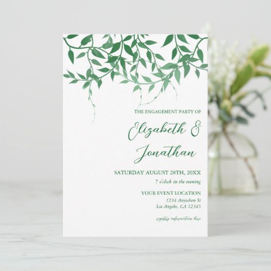 Rustic Botanical verlaat verlovingsfeest Kaart (Staand voorkant)