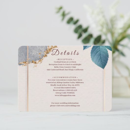 Rustic Botanical Wedding Enclosure Card | Elegant Informatiekaartje (Staand voorkant)