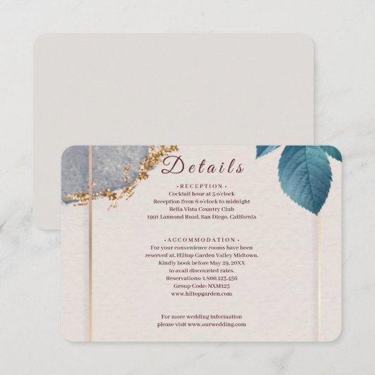 Rustic Botanical Wedding Enclosure Card | Elegant  Informatiekaartje (Voorkant / Achterkant)