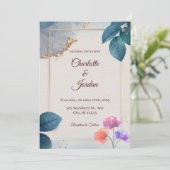 Rustic Botanical Wedding Invitation Kaart (Staand voorkant)
