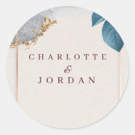 Rustic Botanical Wedding Invitation Ronde Sticker