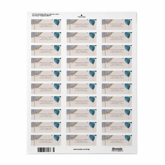 Rustic Botanical Wedding Return Address Label  (Full Sheet)