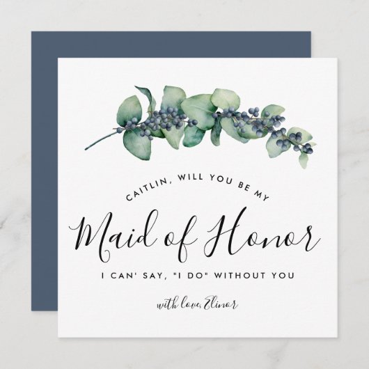Rustic Botanical Will you be My Maid of Honor Kaar Kaart (Voorkant / Achterkant)