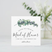 Rustic Botanical Will you be My Maid of Honor Kaar Kaart (Staand voorkant)