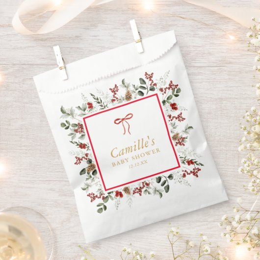 Rustic Botanical Winter Baby shower Bedankzakje (Geknipt)