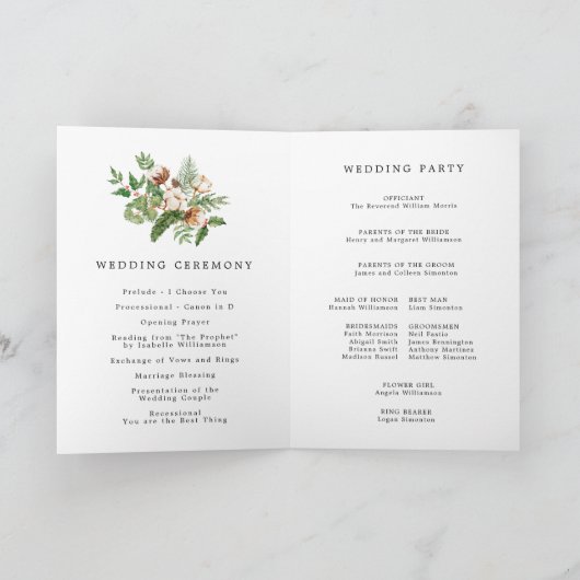 Rustic Botanical Winter Wedding Booklet Programme Programma (Binnen)