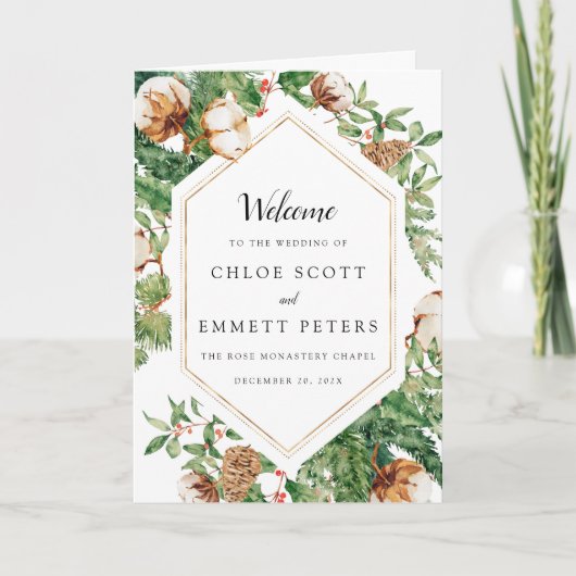 Rustic Botanical Winter Wedding Booklet Programme Programma (Voorkant)
