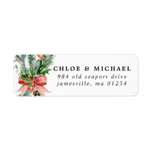 Rustic Botanical Winter Wedding Return Address Etiket