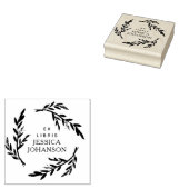 Rustic Botanical Wreath Custom Ex Libris Book Rubberstempel (Gestempeld)