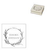 Rustic Botanical Wreath Custom Name Ex Libris Book Rubberstempel (Gestempeld)