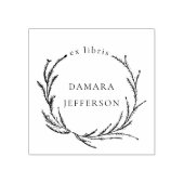 Rustic Botanical Wreath Custom Name Ex Libris Book Rubberstempel (Afrduk)