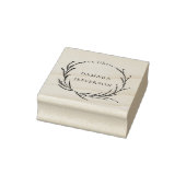 Rustic Botanical Wreath Custom Name Ex Libris Book Rubberstempel (Stempel)