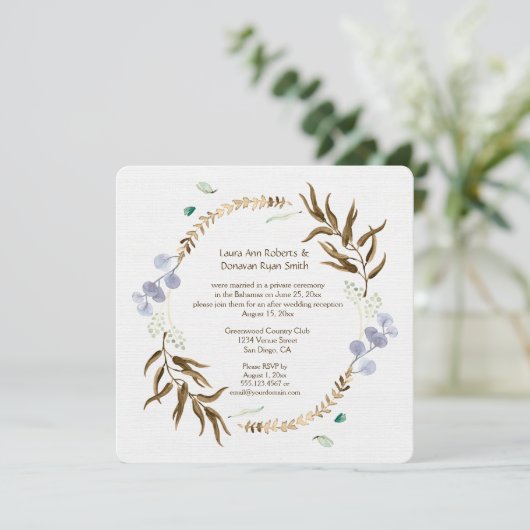 Rustic Botanicals Krans Ontvangst Only | Kaart (Staand voorkant)