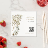 Rustic Botanische QR-code Deel je Foto's Bruiloft Servet (Insitu)