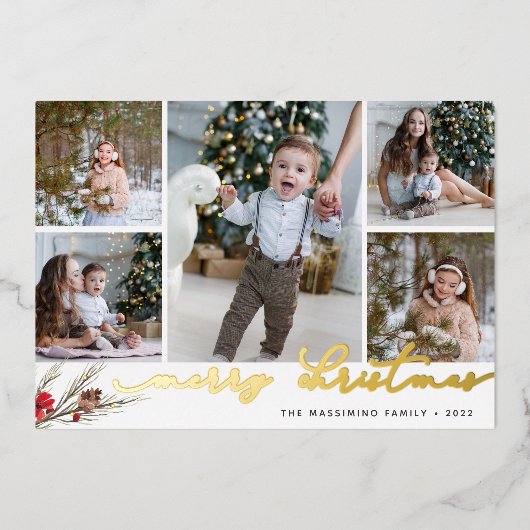 Rustic Bough | Fotocollage Folie Feestdagenkaart (Voorkant)