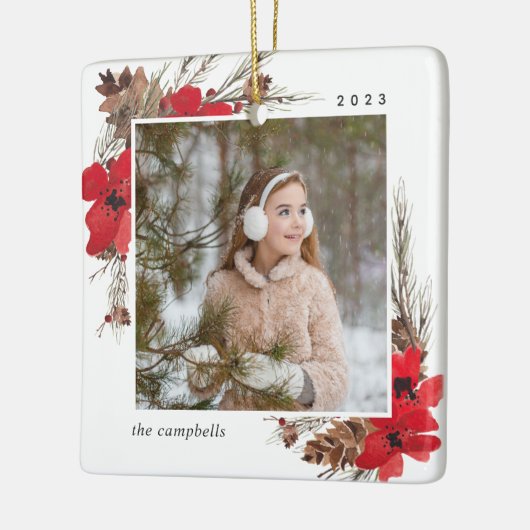 Rustic Bough | Holiday-foto Keramisch Ornament (Links)