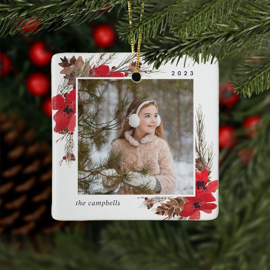 Rustic Bough | Holiday-foto Keramisch Ornament