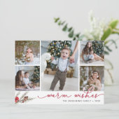 Rustic Bough | Holiday Photo Collage Card Feestdagenkaart (Staand voorkant)