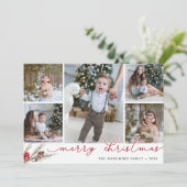Rustic Bough | Holiday Photo Collage Card Feestdagenkaart (Staand voorkant)