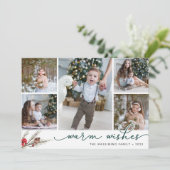 Rustic Bough | Holiday Photo Collage Card Feestdagenkaart (Staand voorkant)