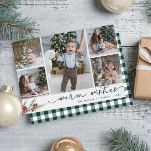 Rustic Bough   Holiday Photo Collage Card Feestdagenkaart