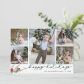 Rustic Bough | Holiday Photo Collage Card Feestdagenkaart (Staand voorkant)
