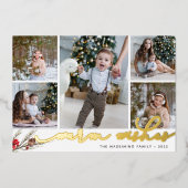 Rustic Bough | Warm Wish Photo Collage Folie Feestdagenkaart (Voorkant)