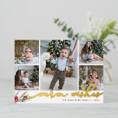 Rustic Bough | Warm Wish Photo Collage Folie Feestdagenkaart (Staand Voorkant)