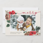 Rustic Bough | Waterverf Floral met kerstmis Feestdagenkaart (Voorkant)