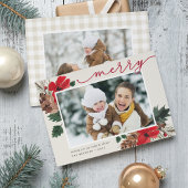 Rustic Bough | Waterverf Floral met kerstmis Feestdagenkaart