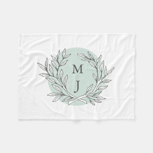 Rustic Bough Wreath Monogrammed Blanket Fleece Deken (Voorkant (Horizontaal))