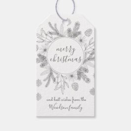 Rustic Boughs Merry Kerstmis Modern Cadeaulabel