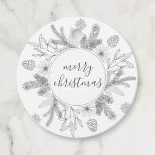 Rustic Boughs Merry Kerstmis Modern Gift Labels