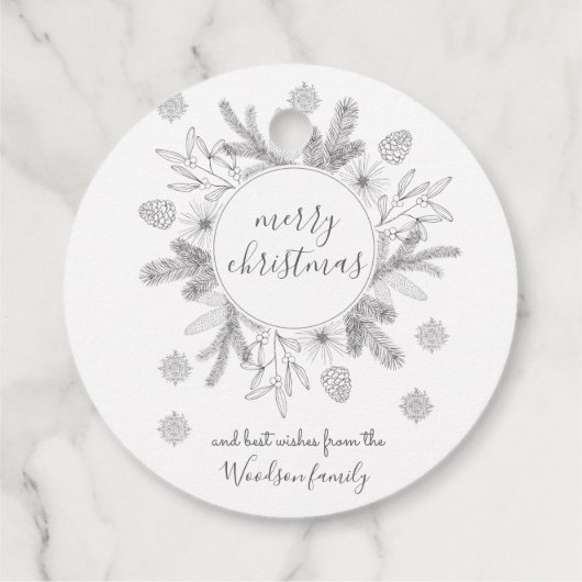 Rustic Boughs Merry Kerstmis Modern Gift Labels (Achterkant)