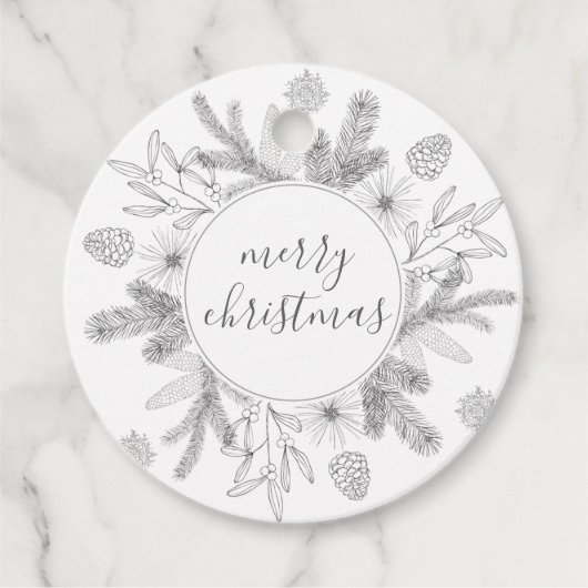 Rustic Boughs Merry Kerstmis Modern Gift Labels (Voorkant)