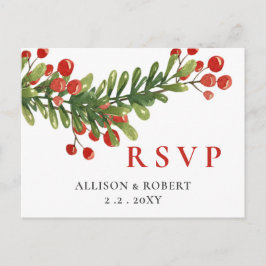 Rustic Boughs of Holly Kerstbruilding RSVP Uitnodiging Briefkaart