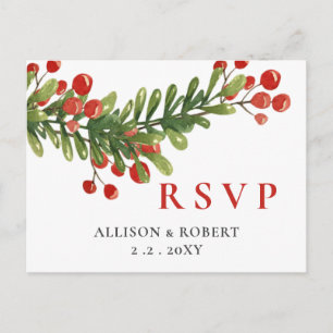 Rustic Boughs of Holly Kerstbruilding RSVP Uitnodiging Briefkaart