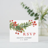 Rustic Boughs of Holly Kerstbruilding RSVP Uitnodiging Briefkaart (Staand voorkant)