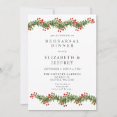 Rustic Boughs of Holly Kerstrehearsal Dinner Kaart (Voorkant)