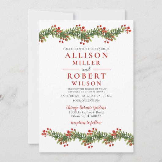 Rustic Boughs of Holly Winter Kerstbruilding Kaart (Voorkant)