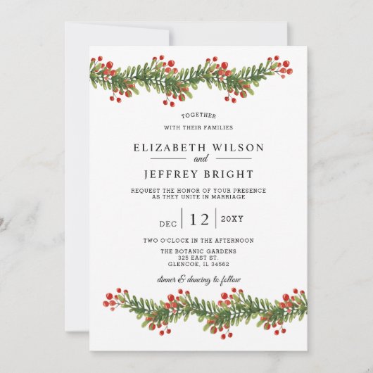 Rustic Boughs of Holly Winter Kerstbruilding Kaart (Voorkant)