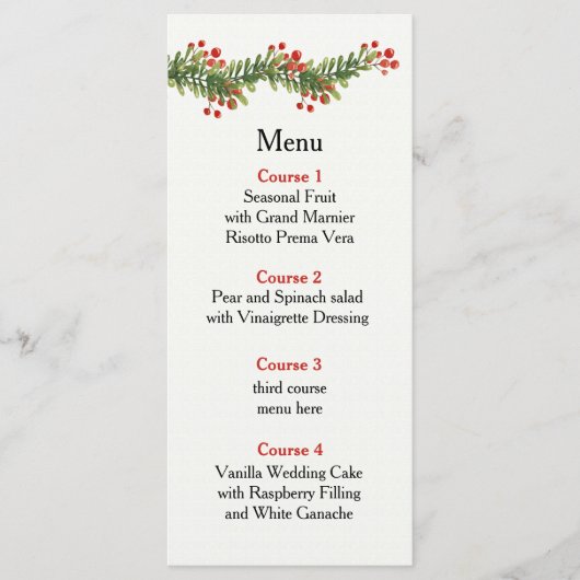 Rustic Boughs of Holly Winter Kerstbruilding Menu (Voorkant)