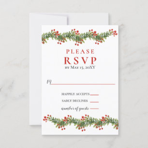 Rustic Boughs of Holly Winter Kerstbruilding RSVP Kaartje