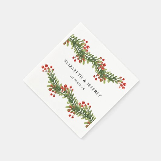 Rustic Boughs of Holly Winter Kerstbruilding Servet (Hoek)