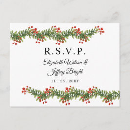 Rustic Boughs of Holly Winter Kerstmis RSVP Uitnodiging Briefkaart
