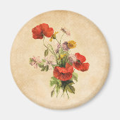 Rustic Bouquet Red Poppies Wilde Bloemen Magneet (Voorkant)
